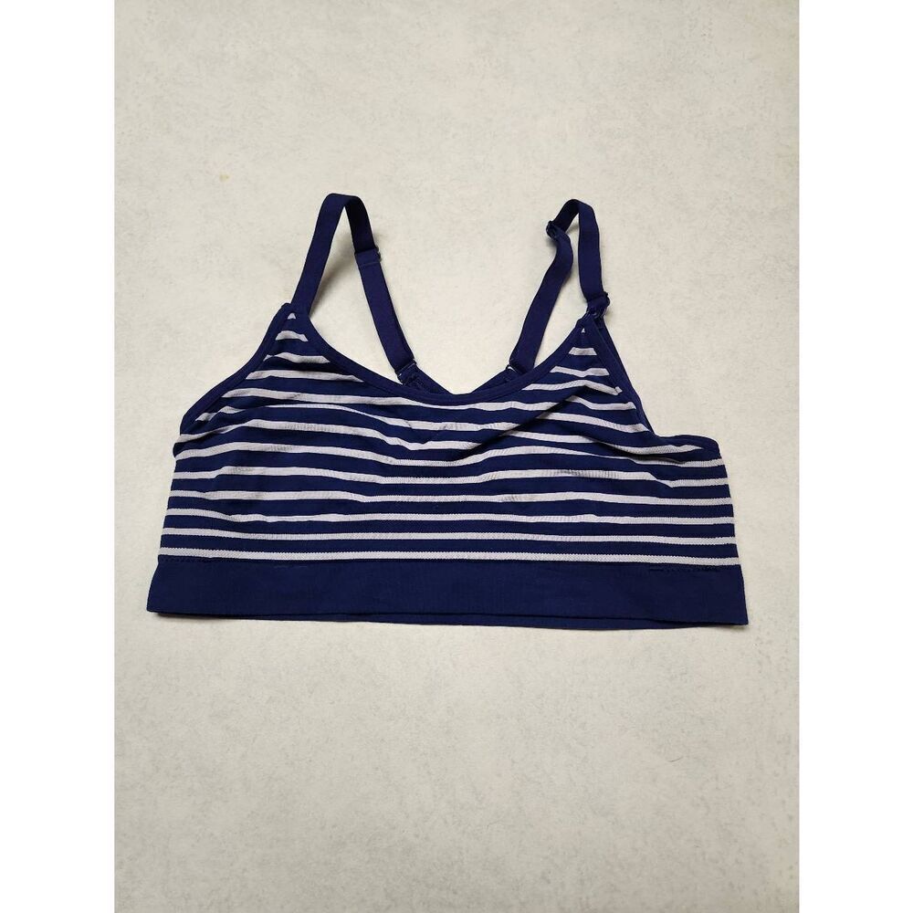 Playtex Pregnancy To Nursing Seamless Wirefree Racerback Crop Bra XL blue stripe